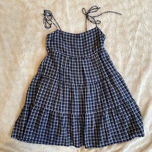 Small Blue and white plaid Abercrombie & Fitch tiered mini dress